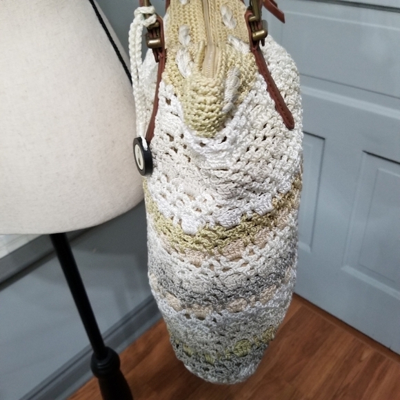 The Sak Crochet Large Shoulder Bag With Wrapped Faux Leather Straps - Picture 12 of 16